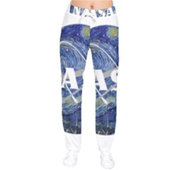 Vincent Van Gogh Starry Night Art Painting Planet Galaxy Women Velvet Drawstring Pants