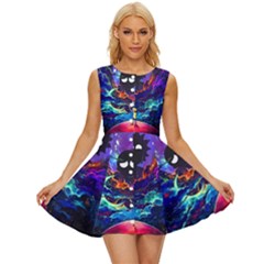 Cartoon Parody In Outer Space Sleeveless Button Up Dress by Mog4mog4