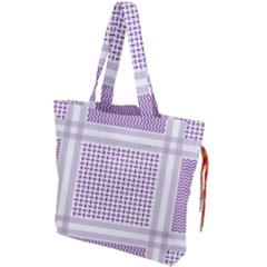 Square Purple Pattern Bead Purple Keffiyeh Purple Geometric Headdress Angle Violet Rectangle Drawstring Tote Bag by Bakwanart