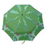 Green Retro Games Pattern Folding Umbrellas