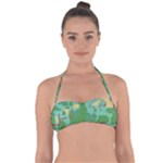 Green Retro Games Pattern Halter Bandeau Bikini Top