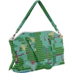 Green Retro Games Pattern Canvas Crossbody Bag