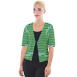 Green Retro Games Pattern Cropped Button Cardigan