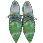 Green Retro Games Pattern Pointed Oxford Shoes