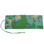 Green Retro Games Pattern Roll Up Canvas Pencil Holder (S)
