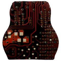 Red Computer Circuit Board Car Seat Velour Cushion  by Bakwanart