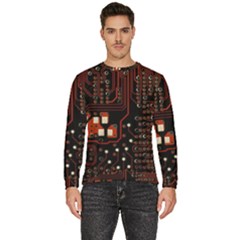 Red Computer Circuit Board Men s Fleece Sweatshirt by Bakwanart