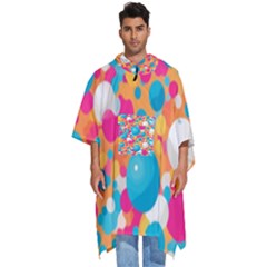 Circles Art Seamless Repeat Bright Colors Colorful Men s Hooded Rain Ponchos by 99art