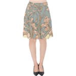 Art Nouveau Vintage Retro Pattern Floral Velvet High Waist Skirt