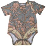 Art Nouveau Vintage Retro Pattern Floral Baby Short Sleeve Bodysuit