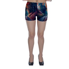 Forest Autumn Fall Painting Skinny Shorts