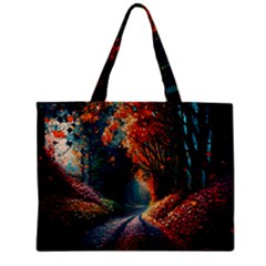 Forest Autumn Fall Painting Zipper Mini Tote Bag