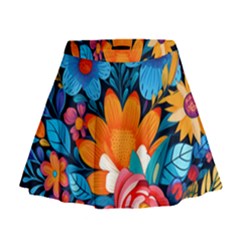 Flowers Bloom Spring Colorful Artwork Decoration Mini Flare Skirt