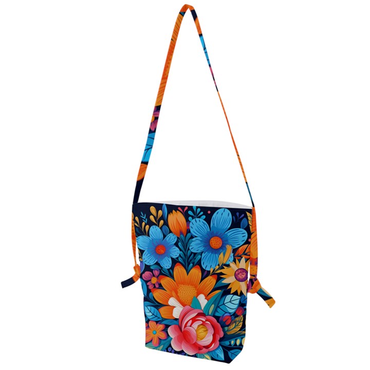 Flowers Bloom Spring Colorful Artwork Decoration Folding Shoulder Bag