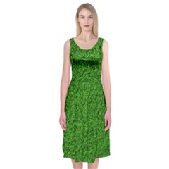 Green Grass Texture Summer Midi Sleeveless Dress by 99art