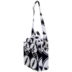 Black And White Deadhead Grateful Dead Steal Your Face Pattern Crossbody Day Bag by 99art