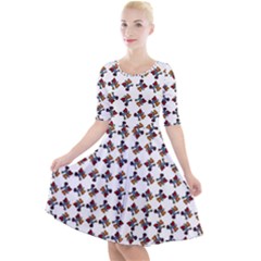 Mixed Abstract Colors Pattern Quarter Sleeve A-line Dress by dflcprintsclothing