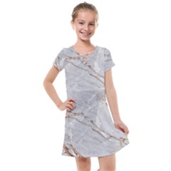 Gray Light Marble Stone Texture Background Kids  Cross Web Dress by Vaneshart