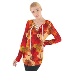Wallpaper Background Autumn Fall Tie Up Tee by Vaneshart