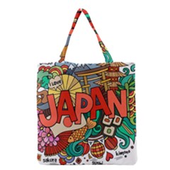 Earthquake And Tsunami Drawing Japan Illustration Grocery Tote Bag by Vaneshart