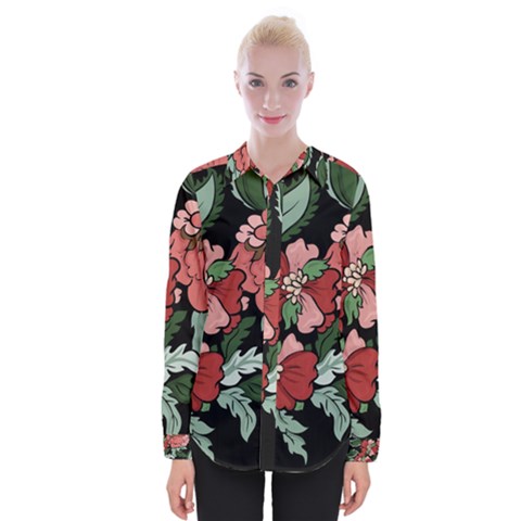Beautiful Floral Vector Seamless Pattern Womens Long Sleeve Shirt by Vaneshart