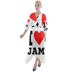 I Love Jam Quarter Sleeve Wrap Front Maxi Dress by ilovewhateva