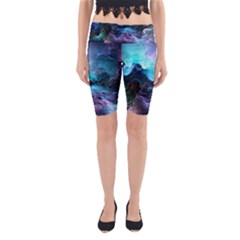 Abstract Graphics Nebula Psychedelic Space Yoga Cropped Leggings by 99art