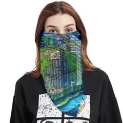 Anime Landscape Apocalyptic Ruins Water City Cityscape Face Covering Bandana (triangle) by 99art