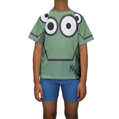 Cartoon-cute-frankenstein-halloween Kids  Short Sleeve Swimwear by 99art
