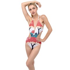 Tree-art-trunk-artwork-cartoon Plunging Cut Out Swimsuit by 99art
