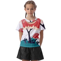 Tree-art-trunk-artwork-cartoon Kids  Front Cut Tee by 99art