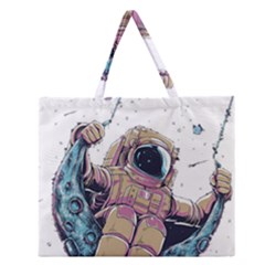 Drawing-astronaut Zipper Large Tote Bag by 99art