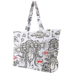 Drawing Clip Art Hand Painted Abstract Creative Space Squid Radio Simple Shoulder Bag by 99art