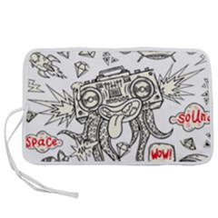 Drawing Clip Art Hand Painted Abstract Creative Space Squid Radio Pen Storage Case (s) by 99art
