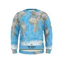 Blue White And Green World Map National Geographic Kids  Sweatshirt by B30l