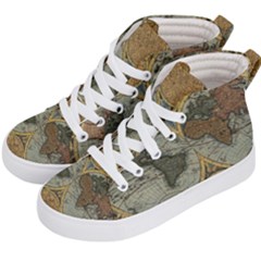 Vintage World Map Travel Geography Kids  Hi-top Skate Sneakers by B30l