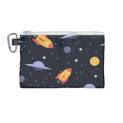 Cosmos Rockets Spaceships Ufos Canvas Cosmetic Bag (medium) by Cowasu