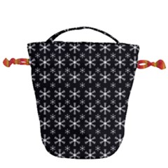 Snowflakes Background Pattern Drawstring Bucket Bag by Cowasu