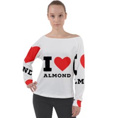 I Love Almond  Off Shoulder Long Sleeve Velour Top by ilovewhateva