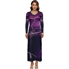 Storm Flashlight Space Nature Long Sleeve Longline Maxi Dress