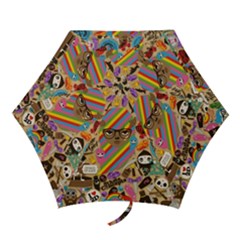 Multicolored Doodle Art Wallpaper Mini Folding Umbrellas by Cowasu