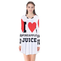 I Love Pineapple Juice Long Sleeve V-neck Flare Dress by ilovewhateva