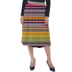 Neopolitan Horizontal Lines Strokes Classic Velour Midi Skirt 