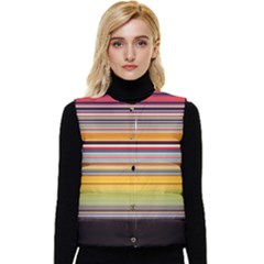 Neopolitan Horizontal Lines Strokes Women s Short Button Up Puffer Vest by Bangk1t