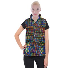 Geometric Colorful Square Rectangle Women s Button Up Vest by Bangk1t