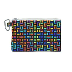 Geometric Colorful Square Rectangle Canvas Cosmetic Bag (medium)