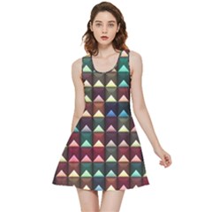 Diamond Geometric Square Design Pattern Inside Out Reversible Sleeveless Dress