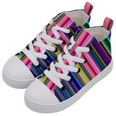 Pastel Colors Striped Pattern Kids  Mid-top Canvas Sneakers