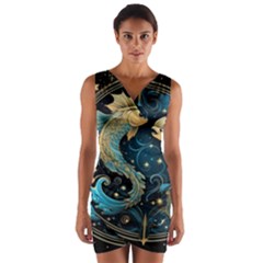 Fish Star Sign Wrap Front Bodycon Dress by Bangk1t