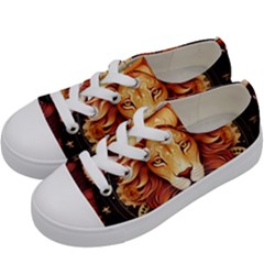 Lion Star Sign Astrology Horoscope Kids  Low Top Canvas Sneakers